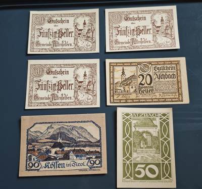 瓶子🏺第229期拍卖会[节后2月24日发货] -   1912-1913年德国紧张时期纸币6枚  奥地利地区