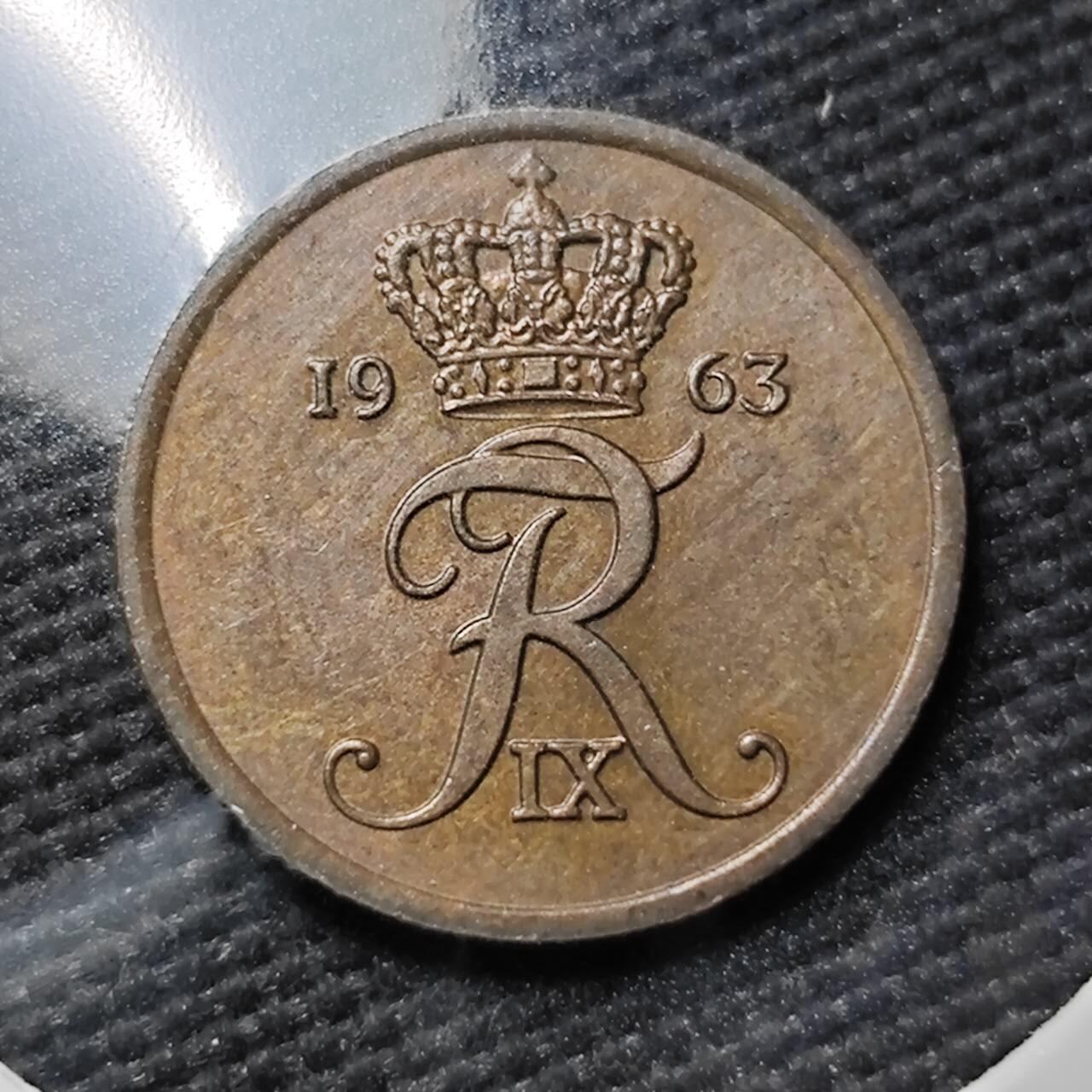 KK钱币收藏小铺  第397期 百期特怕（四拍之一） 2月预留时间 周末发货  1963丹麦1欧尔铜币 少见