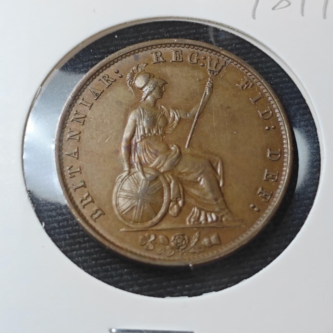 KK钱币收藏小铺  第398期 百期特拍（四拍之二） 2月预留时间 周末发货  1858英国维多利亚女王1/2便士铜币 底板干净 深打状态！