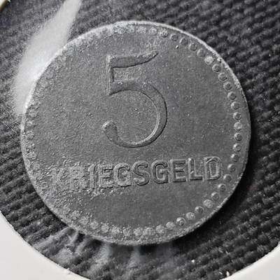 KK钱币收藏小铺  第397期 百期特怕（四拍之一） 2月预留时间 周末发货 - 1917 德紧凯泽斯劳滕 5芬尼锌币