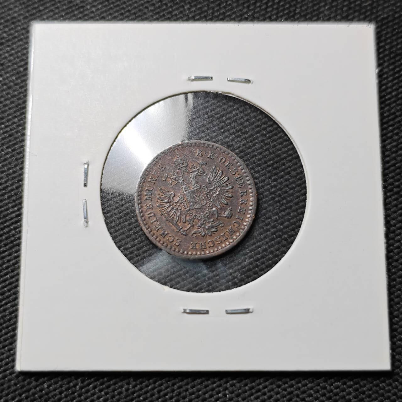 KK钱币收藏小铺  第397期 百期特怕（四拍之一） 2月预留时间 周末发货  奥匈帝国1859年5/10克鲁泽铜币