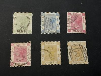 博彦收藏   2月28日 8点邮票专场 全场包邮 - 香港 维多利亚旧票6枚 个别瑕疵，大部分上品