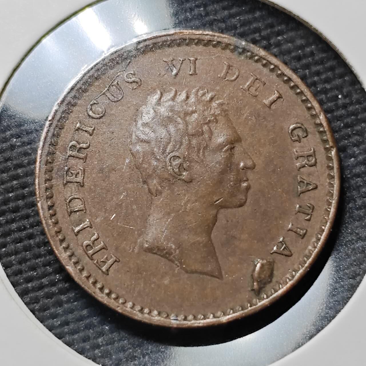 KK钱币收藏小铺  第397期 百期特怕（四拍之一） 2月预留时间 周末发货  1810年丹麦王国弗雷德里克六世2斯基林铜币 细节不错