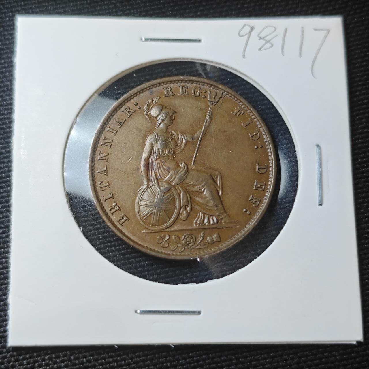 KK钱币收藏小铺  第398期 百期特拍（四拍之二） 2月预留时间 周末发货  1858英国维多利亚女王1/2便士铜币 底板干净 深打状态！