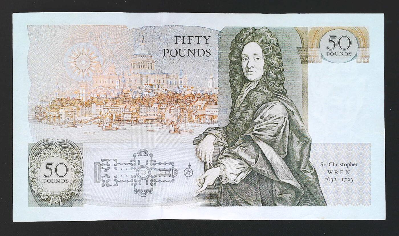 世界靓号纸钞第八十二期 1981年英国英格兰银行50镑 D序列英镑 品相如图