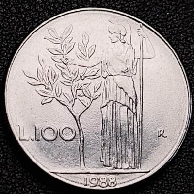泉币菌-第187场- 精品福利场 （本周五和之前拍的 2月14日发货） - 意大利早期100里拉 月亮和记忆女神密涅瓦 不锈钢币 27.8mm