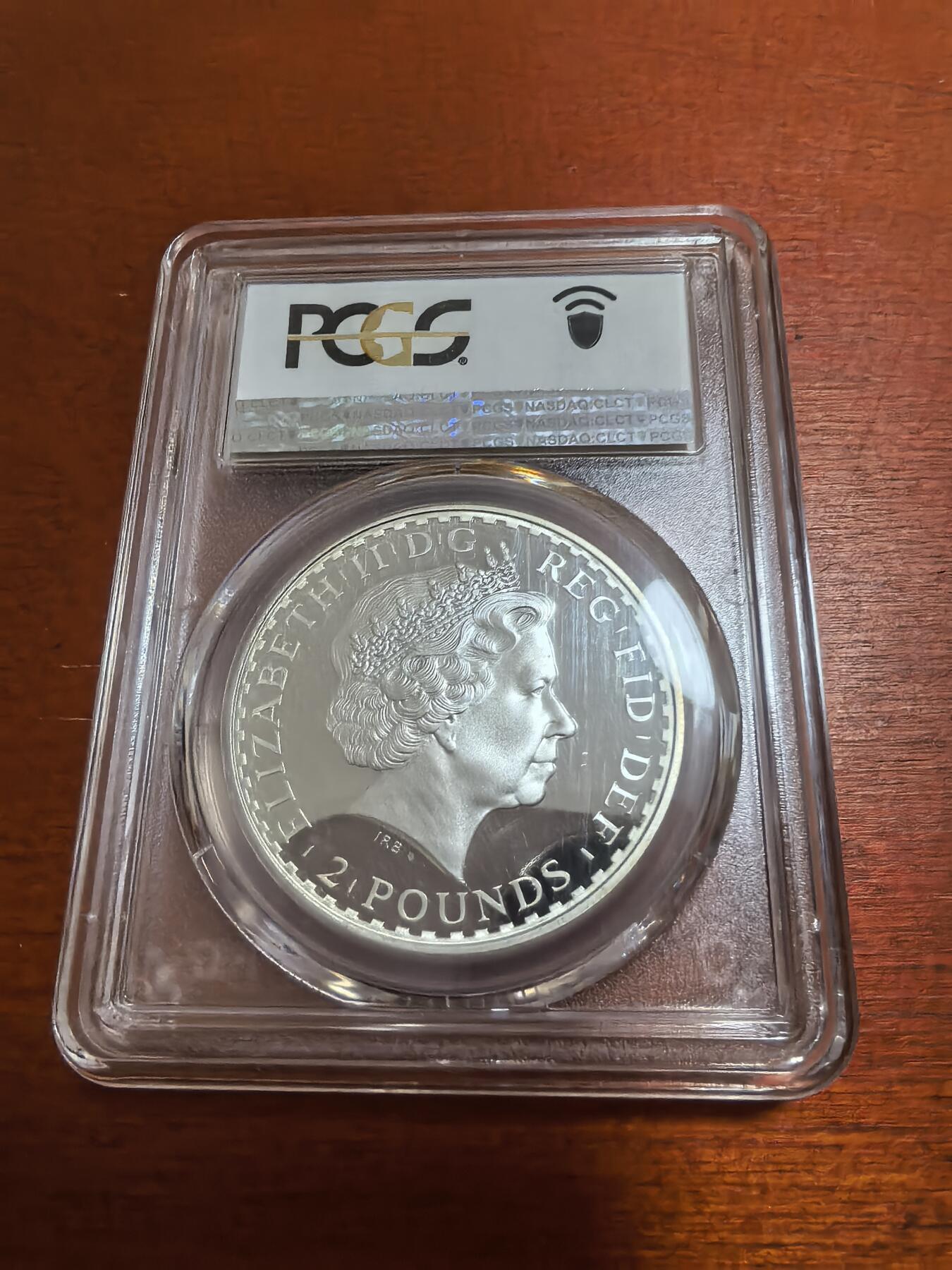 长老汇蛇年精选第一百场拍卖 2005英国不列颠女神2英镑精制银币，PCGS PR69DCAM，1500多枚