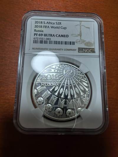 长老汇蛇年精选第一百场拍卖 - 2018南非2018俄罗斯世界杯2朗德精制银币，1盎司925银，NGC PF69UC，更高10枚