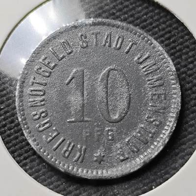 KK钱币收藏小铺  第397期 百期特怕（四拍之一） 2月预留时间 周末发货 -  1919 德紧伊门施塔特 10芬尼锌币