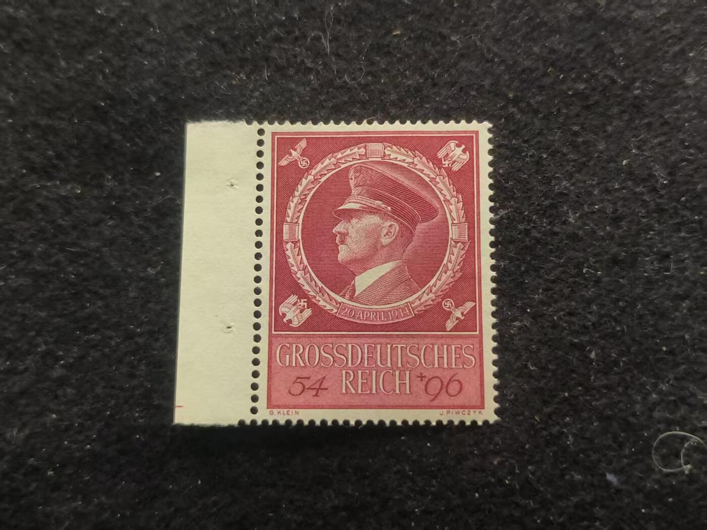 （450件拍品！制服徽章盛宴）罗岚⭐爱藏⭐年前甄选大拍场-店主清仓处理-分享拍场额外现金红包（实体经营） 德意志第三帝国元首55岁生日纪念邮票 带边齿好品少见