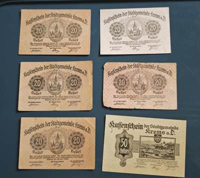 瓶子🏺第229期拍卖会[节后2月24日发货] -   1912-1913年德国紧张时期纸币6枚  奥地利地区