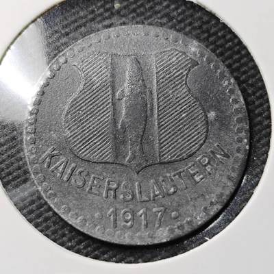 KK钱币收藏小铺  第397期 百期特怕（四拍之一） 2月预留时间 周末发货 - 1917 德紧凯撒劳顿市 50芬尼锌币 