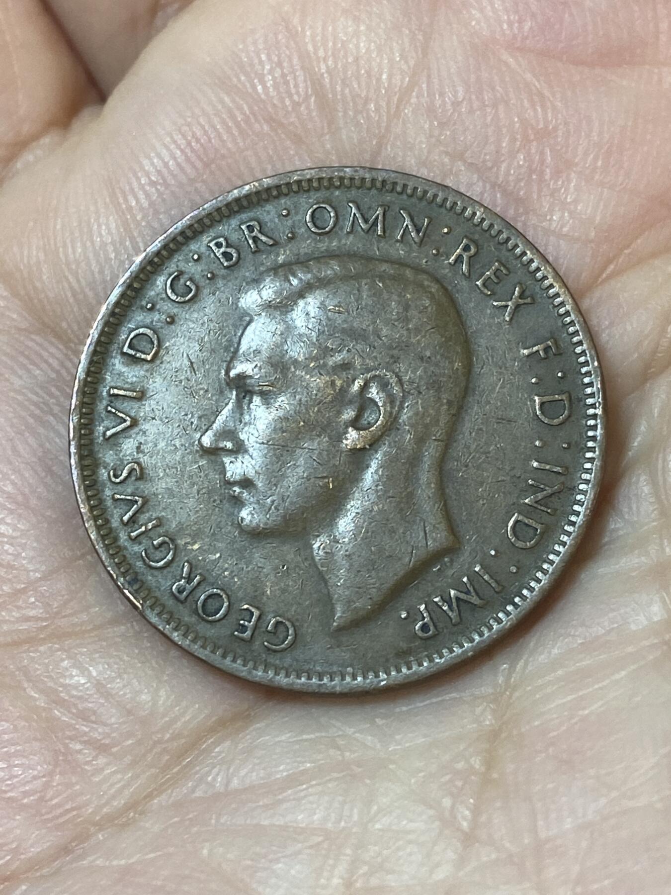 2026年第二十四场(总第一百九十三场）外国好品散币场(免佣金) 澳大利亚🇦🇺1943年1/2便士(乔治六世第一版，m版墨尔本造)