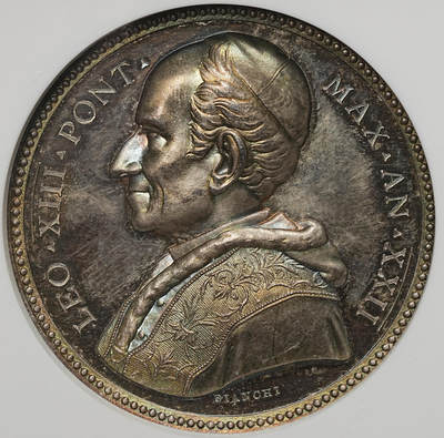 修遠堂世界钱币第105期，马年首拍 - NGC MS62 1897年梵蒂冈高浮雕大银章