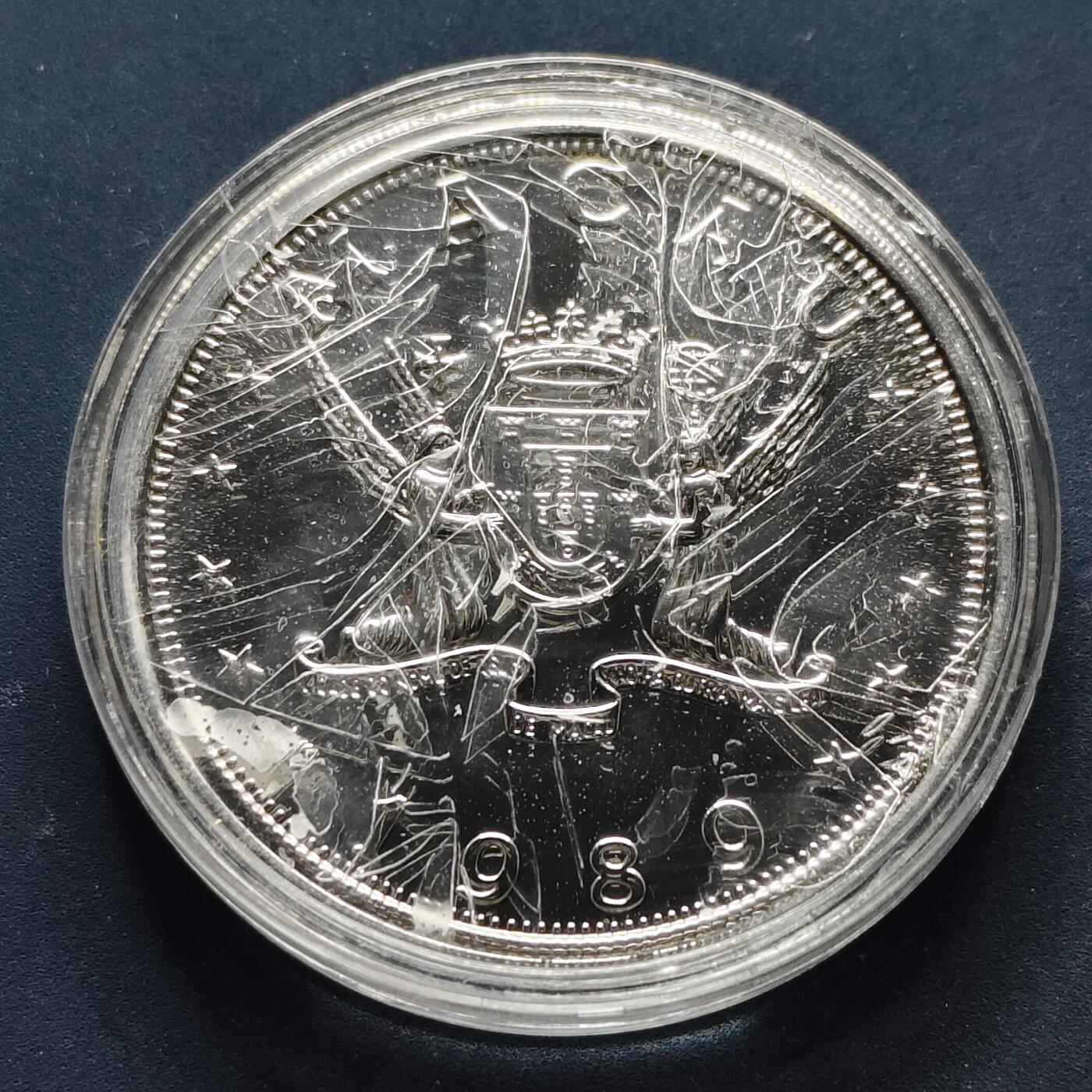 【全场包邮】纯粹捡漏拍503场 【少见】澳门1989年100皮阿斯特生肖蛇年克朗型精制纪念银币【38.6毫米28.28克92.5%】-盒证全-量5000