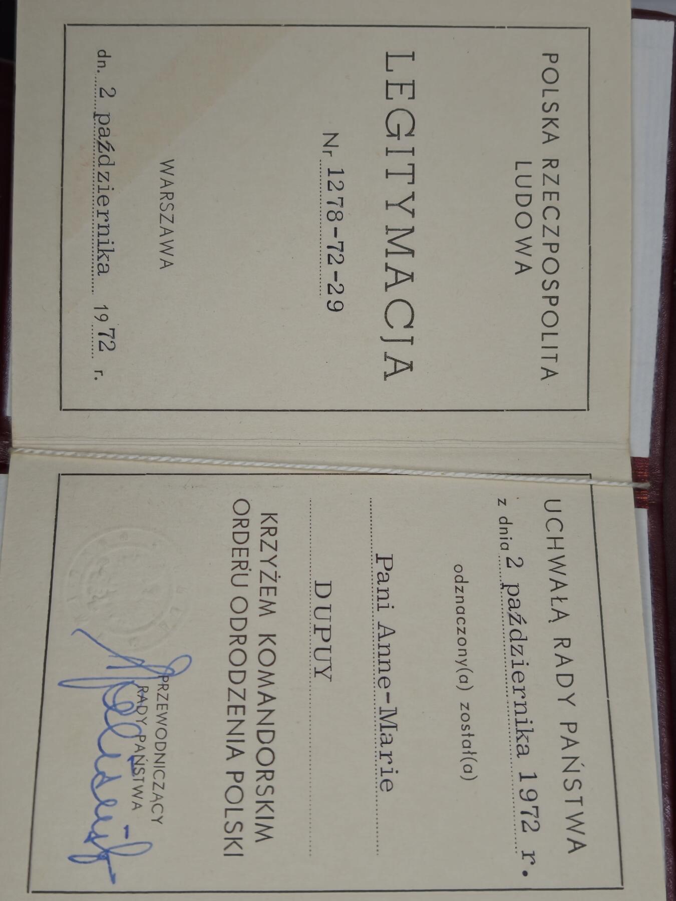 凯旋世界勋赏（第22期新年大拍）（欢迎送拍）（对拍品有疑问请询问客服，不接受到手刀，出价默认拍品品相。请认真阅读拍卖规则！出价默认已认可！）（收到货请录制开箱视频，无视频概不处理问题。） 波兰复兴勋章，颈绶版带证书