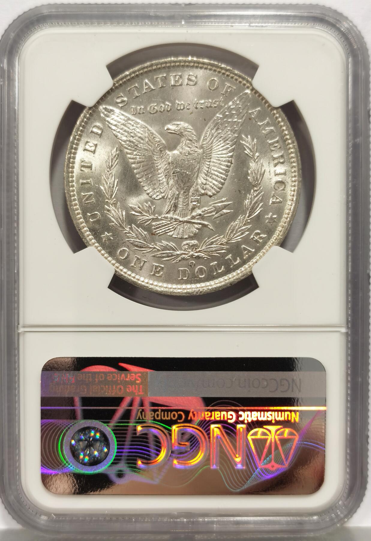 博洋堂蛇年收官专场暨第161期（全场包邮） NGC MS63 美国1890年O版摩根，底板细腻，霜感状态，好年份麦稀奇所见第二高分，上次一枚该年的在博洋堂美国钱币专场成交价含佣1600元，而63将会是性价比之选