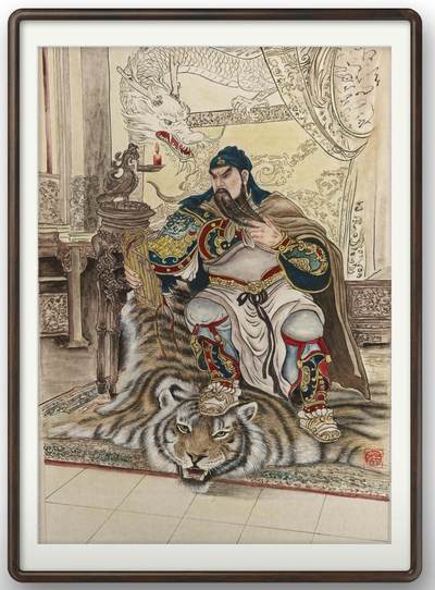 周四第100期阳大大卡牌拍卖第100期（持续收拍品，周六晚上九点截拍，进群福利早知道） - 【原画】工艺大师张红作品 关圣帝君。 A4原稿画芯 建议配框非常漂亮，书房必备