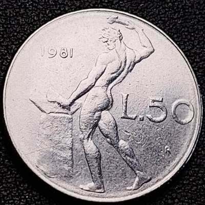 泉币菌-第187场- 精品福利场 （本周五和之前拍的 2月14日发货） - 意大利 1981年 50里拉 锻冶之神 伍尔坎 24mm