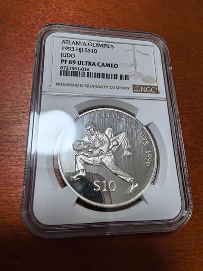 长老汇蛇年精选第一百场拍卖 - 1993 斐济亚特兰大奥运会10元精制银币，31.46克925银，NGC PF69UC，更高1枚