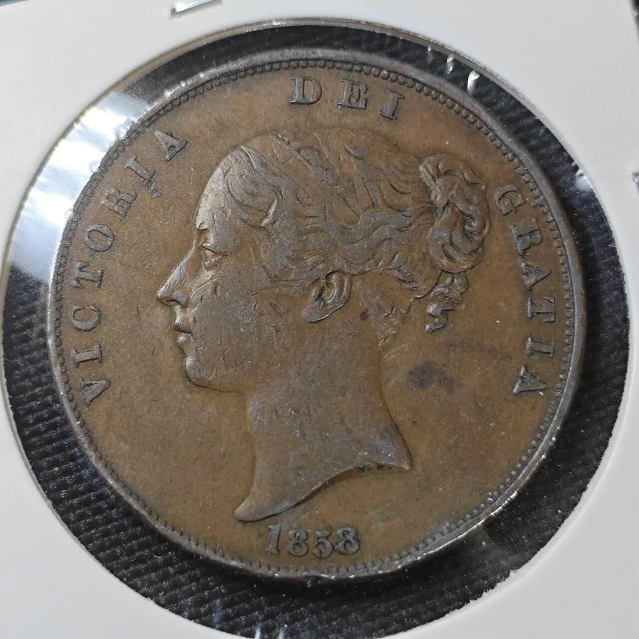 KK钱币收藏小铺  第398期 百期特拍（四拍之二） 2月预留时间 周末发货  1858英国维多利亚女王1/2便士铜币