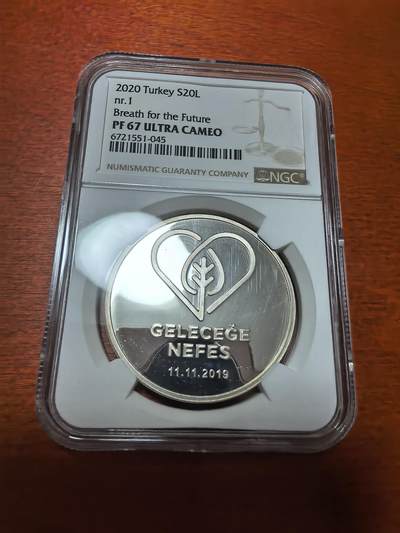 长老汇蛇年精选第一百场拍卖 -  2020土耳其环保日三枚套币之一20里拉精制银币，NGC PF67UC，亚军，更高1枚，3000枚