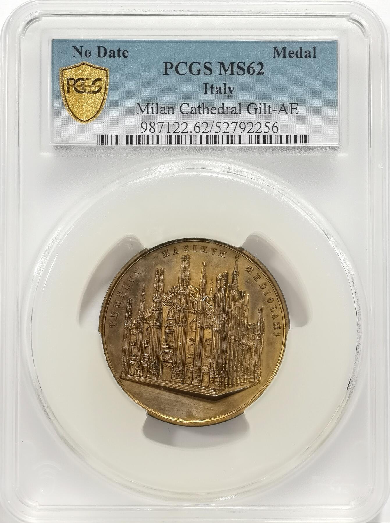 博洋堂蛇年收官专场暨第161期（全场包邮） PCGS MS62 意大利木兰大教堂镀金大铜章，高浮雕，细节拉满，唯一冠军分！