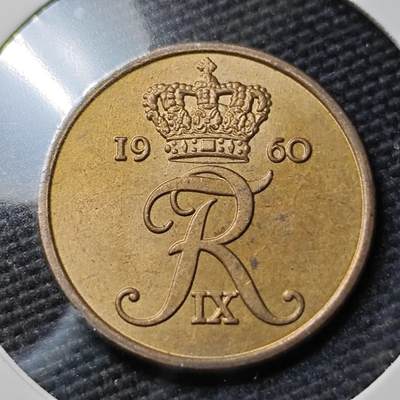 KK钱币收藏小铺  第397期 百期特怕（四拍之一） 2月预留时间 周末发货 -  1960丹麦2欧尔铜币 好品