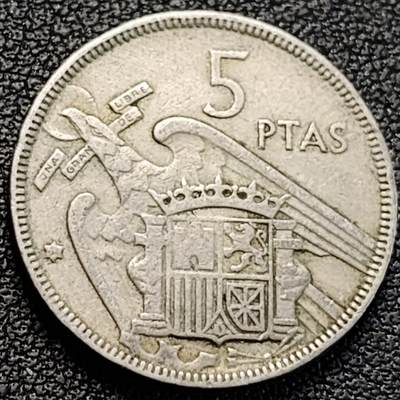 泉币菌-第187场- 精品福利场 （本周五和之前拍的 2月14日发货） - 西班牙1957年5比塞塔 弗朗哥鹰徽23mm