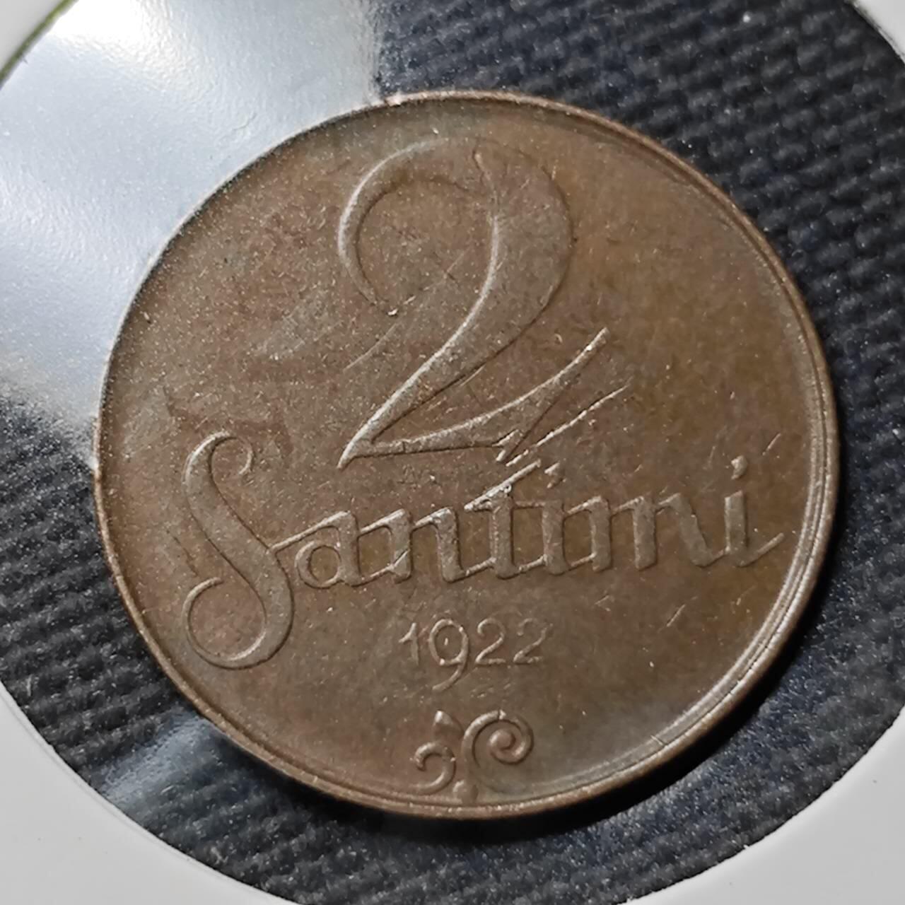 KK钱币收藏小铺  第397期 百期特怕（四拍之一） 2月预留时间 周末发货  1922拉脱维亚2分铜币 巧克力包浆 底板比较干净