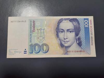 2月11号晚上8点 外国纸币自动截拍第24场 - 德国1989年100马克 美品