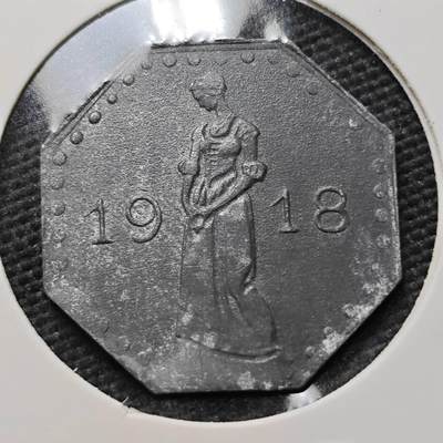 KK钱币收藏小铺  第397期 百期特怕（四拍之一） 2月预留时间 周末发货 - 1918 德紧海尔布隆 10芬尼锌币 