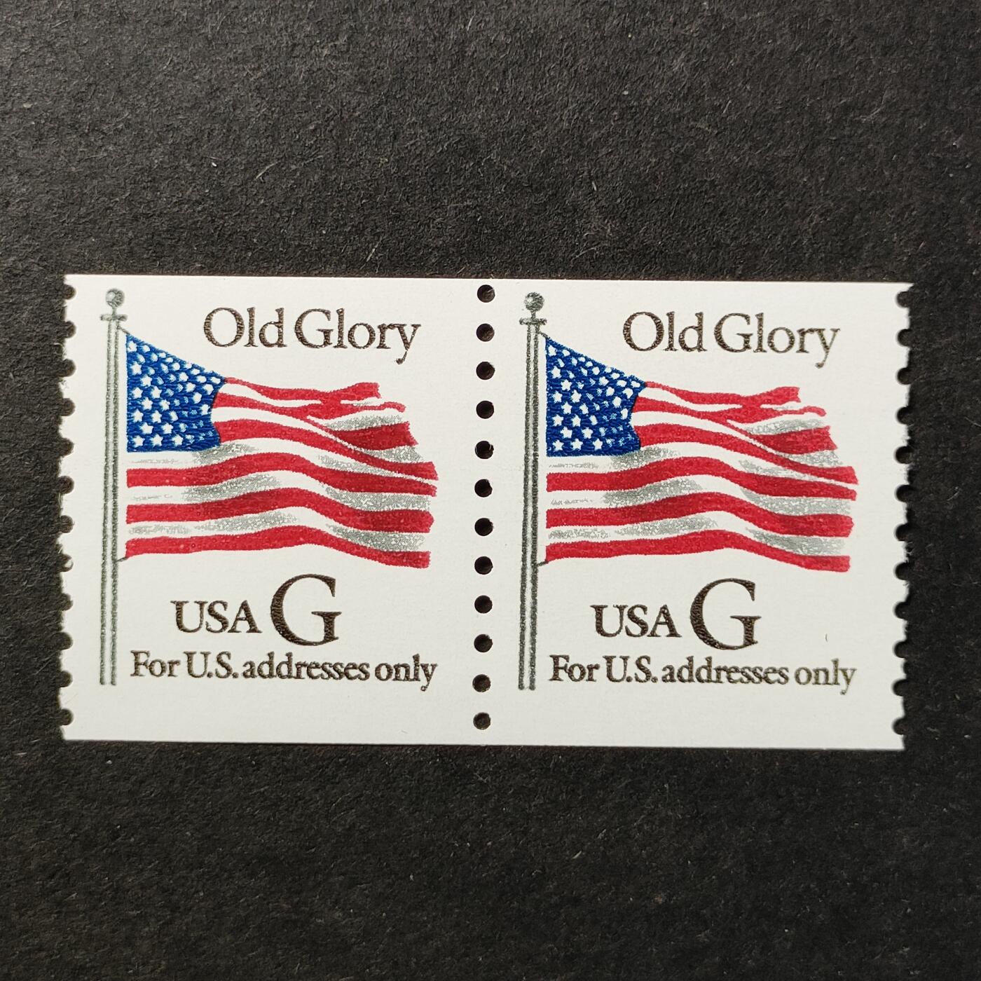 ↓君缘收藏740期☞钱币邮品↓无佣金、可寄存、满30元包邮  美国邮票，1994年“旧荣耀”国旗邮票1全双联