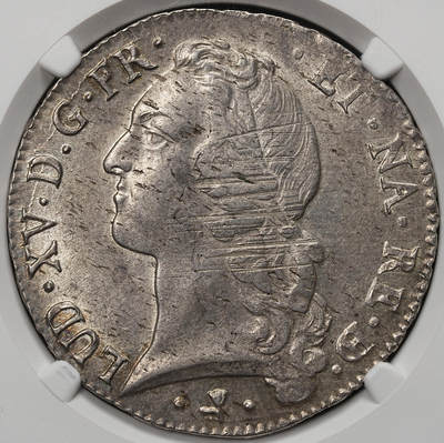 修遠堂世界钱币第105期，马年首拍 - NGC AU58 1767年法国1埃居大银币，牛厂铭，路易十五