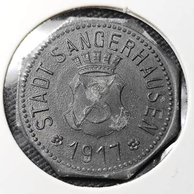 KK钱币收藏小铺  第397期 百期特怕（四拍之一） 2月预留时间 周末发货 -  1917 德紧桑格豪森 50芬尼锌币