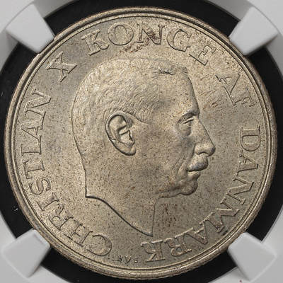 修遠堂世界钱币第105期，马年首拍 - NGC MS64 1937年丹麦国王登基25周年纪念2克朗银币 15g，含银80%