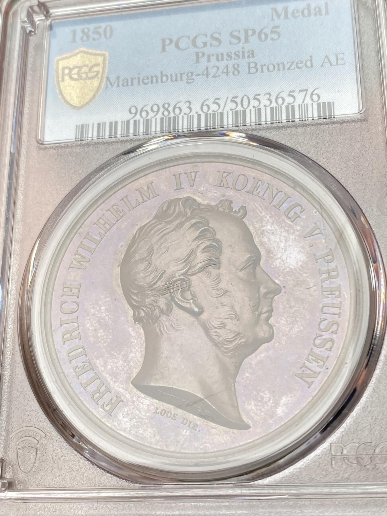 万国钱币拍卖第061期（马年首拍） PCGS SP65 1850年德国普鲁士威廉四世庆祝柏林第一届州议会召开纪念大铜章 普鲁士章牌名誉品种 铜制少见 PC唯一冠军分