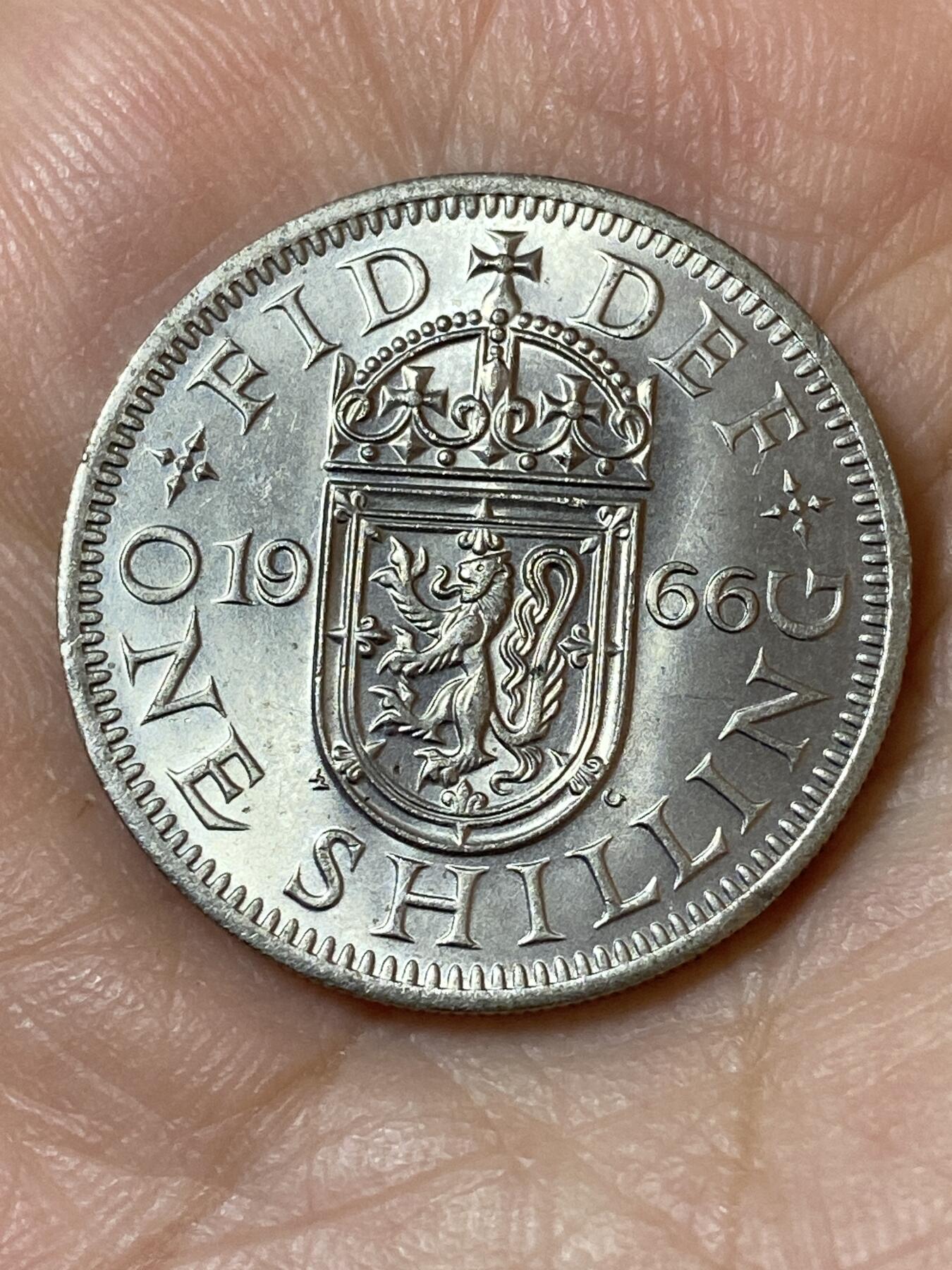 2026年第二十三场(总第一百九十二场）外国好品散币场(年后发货) 英国🇬🇧1966年1先令(伊丽莎白二世青年桂冠第二版，苏格兰盾徽版)