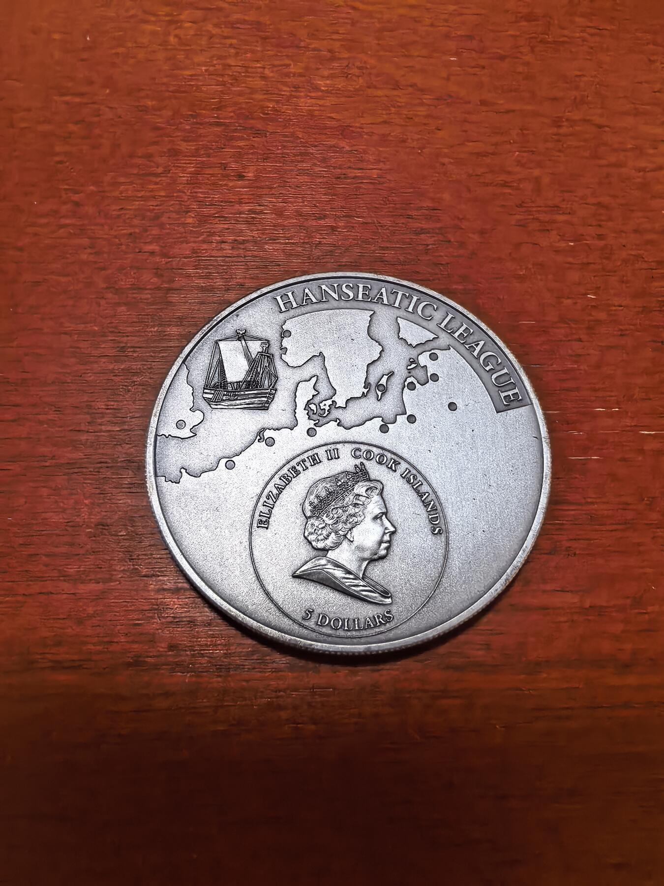 长老汇蛇年精选第一百场拍卖 2009库克群岛拉贝克汉萨联盟5元仿古银币，25克925银，1000枚