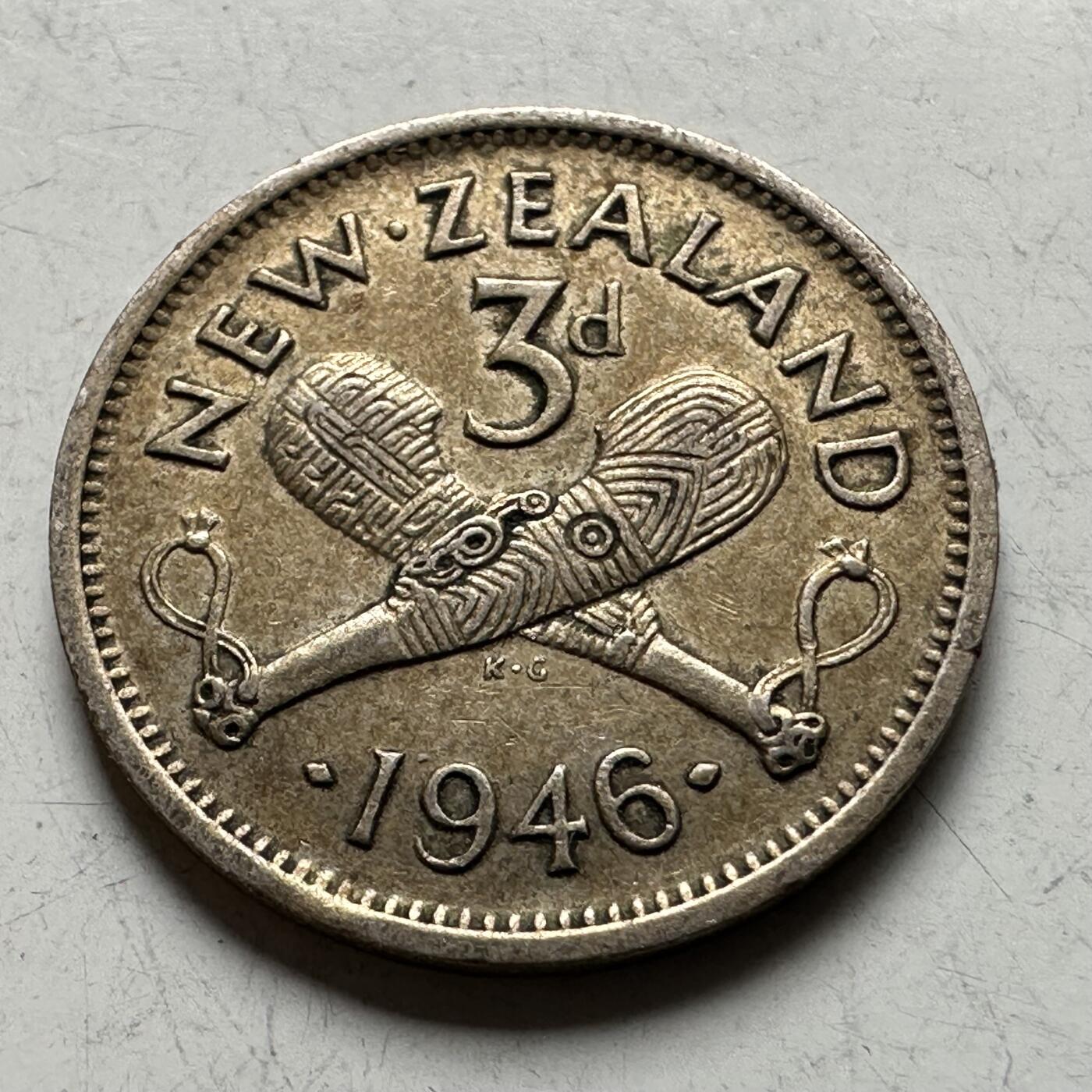 🌹外币初藏🌹🐯2026年第19场 快递已停，正月十五后再发 新西兰1946年三便士银币