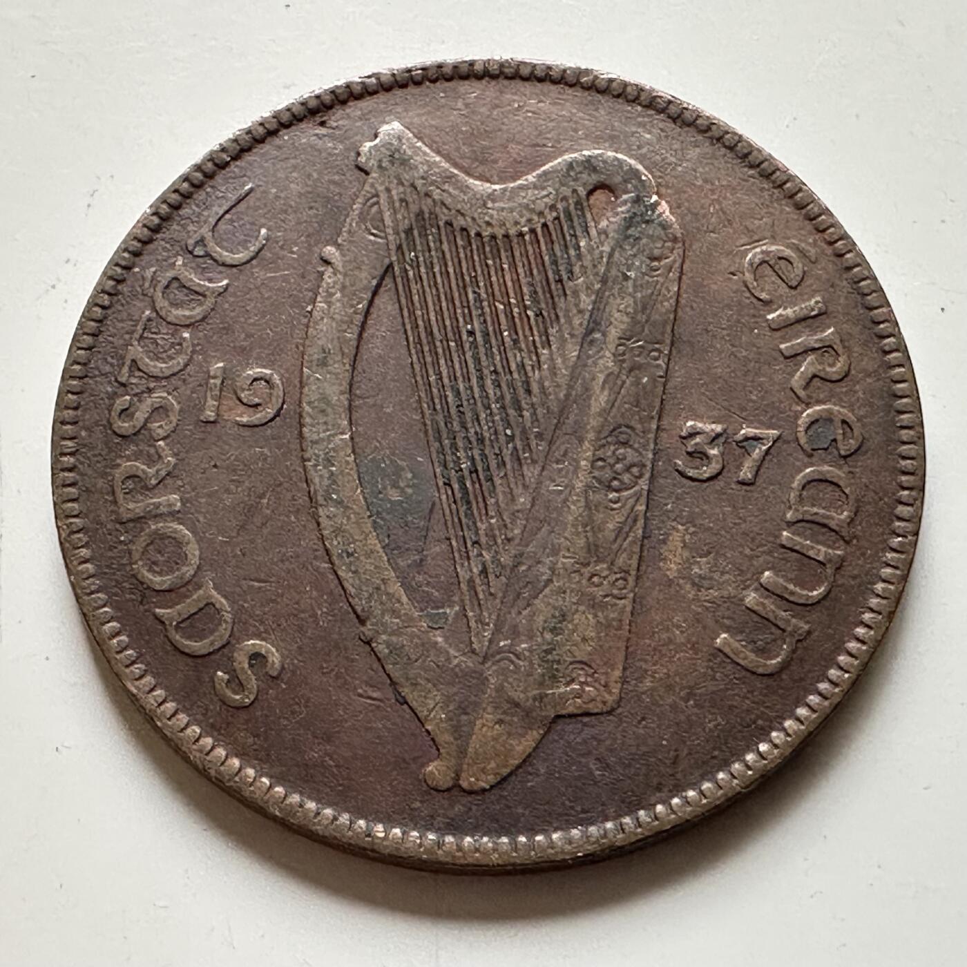 🌹外币初藏🌹🐯2026年第19场 快递已停，正月十五后再发 爱尔兰1937年一便士 b