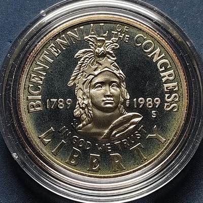 【全场包邮】纯粹捡漏拍502场 - 美国1989年半元国会成立200周年精制纪念币