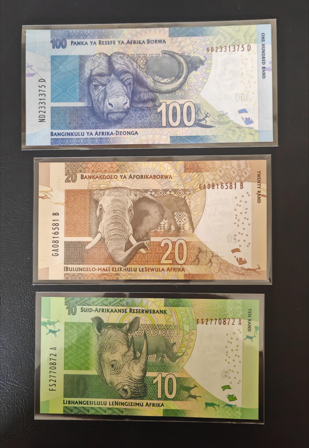 【礼羽收藏】🌏世界钱币拍卖第124期 （一组2张）【UNC】非洲 南非 10.20.100