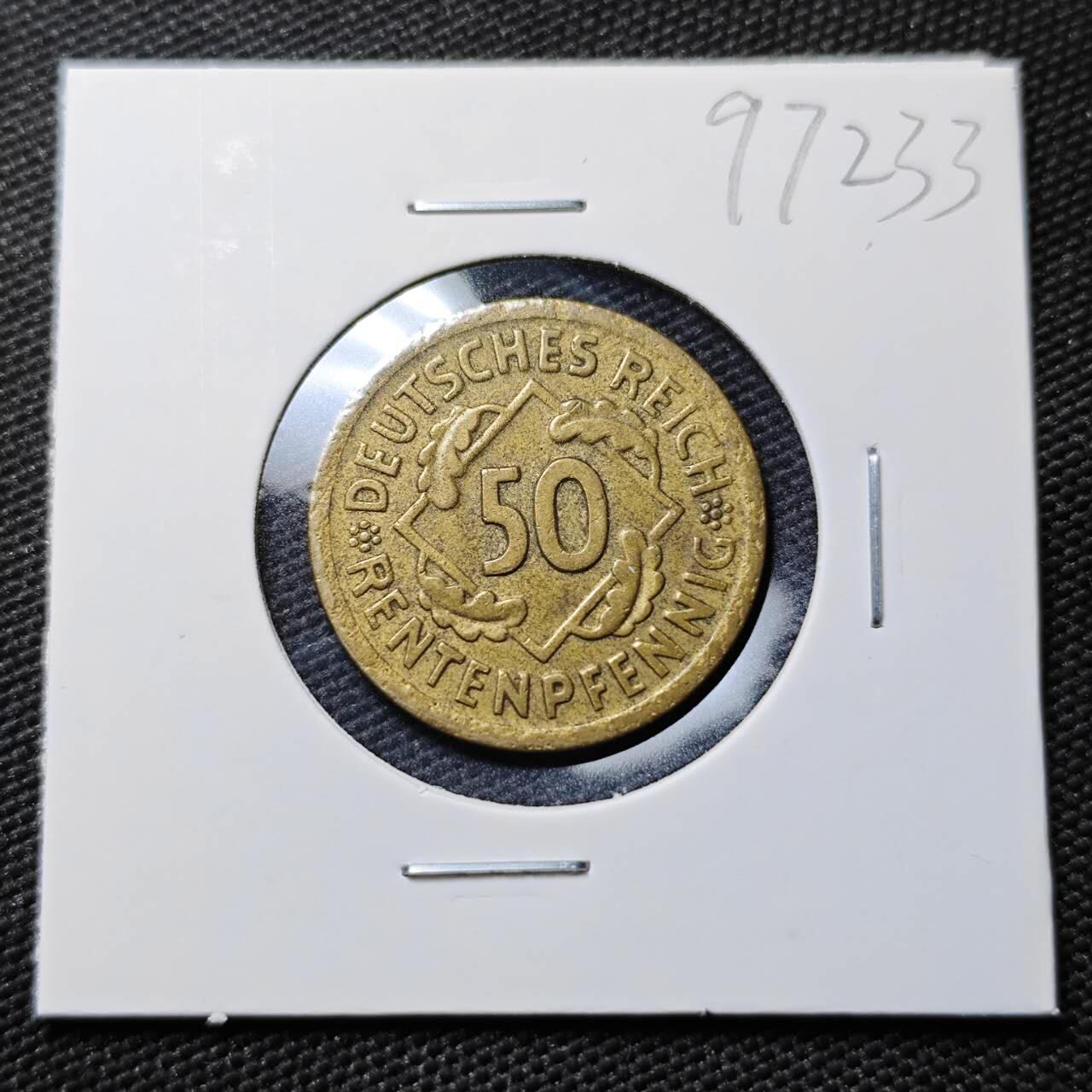 KK钱币收藏小铺  第397期 百期特怕（四拍之一） 2月预留时间 周末发货  1924魏玛50分铜币A版