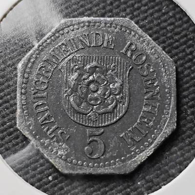 KK钱币收藏小铺  第397期 百期特怕（四拍之一） 2月预留时间 周末发货 -  1917 德紧罗森海姆 5芬尼锌币