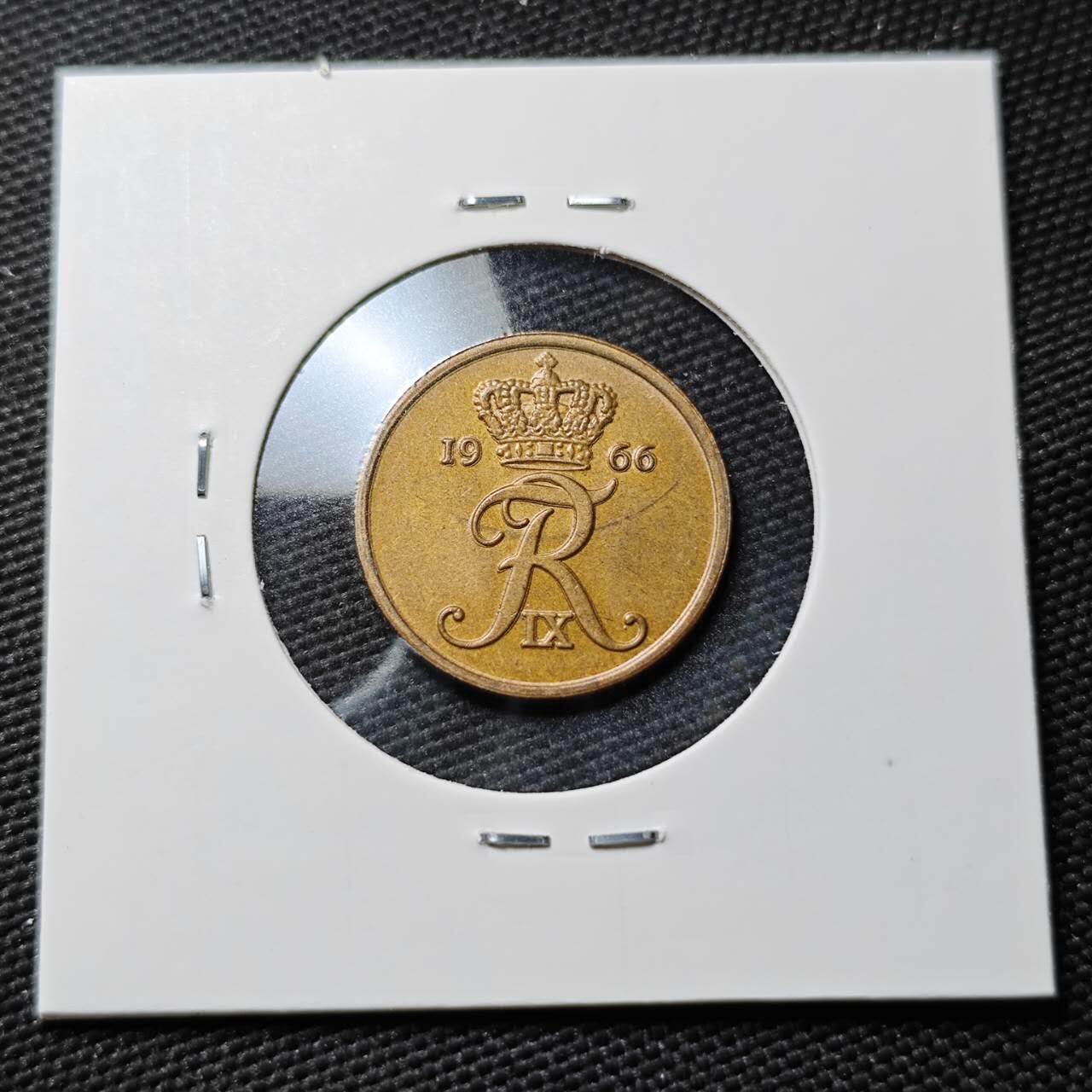 KK钱币收藏小铺  第397期 百期特怕（四拍之一） 2月预留时间 周末发货  1966丹麦2欧尔铜币 少见