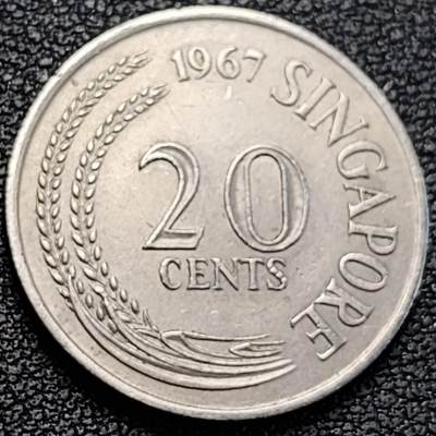 泉币菌-第187场- 精品福利场 （本周五和之前拍的 2月14日发货） - 高币值 1967年 新加坡20分 海洋动物-剑鱼 24mm