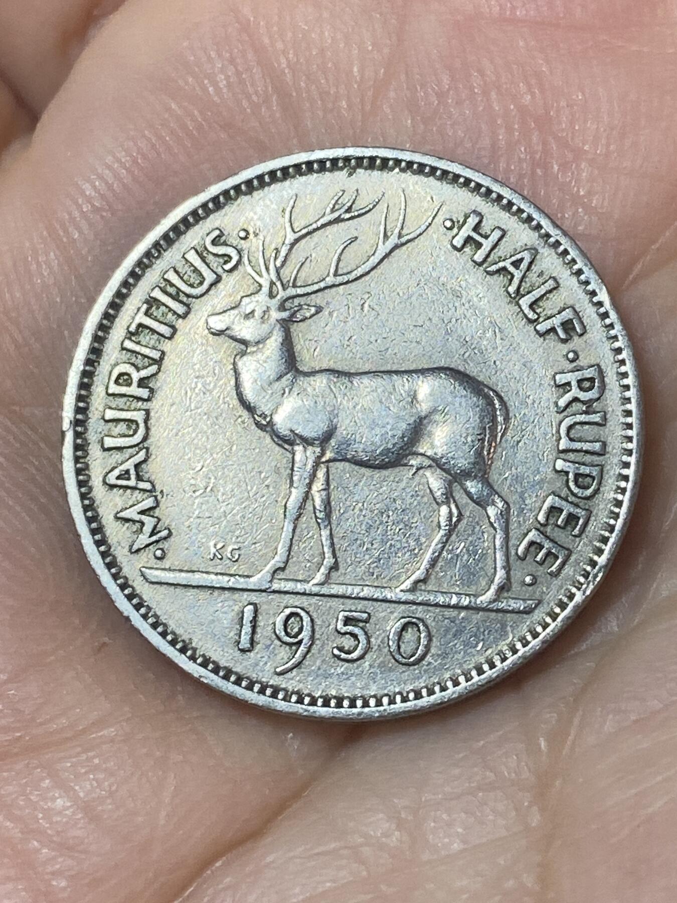 2026年第二十四场(总第一百九十三场）外国好品散币场(免佣金) 英属毛里求斯1950年半卢比(乔治六世第三版)