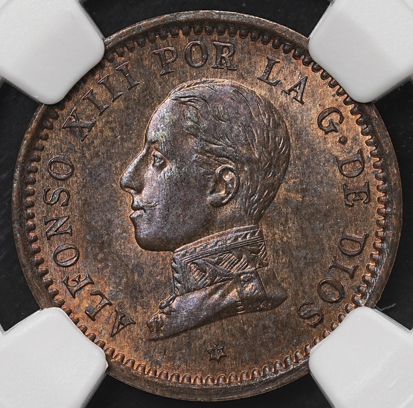 修遠堂世界钱币第105期，马年首拍 NGC MS64BN 1912年西班牙2分铜币