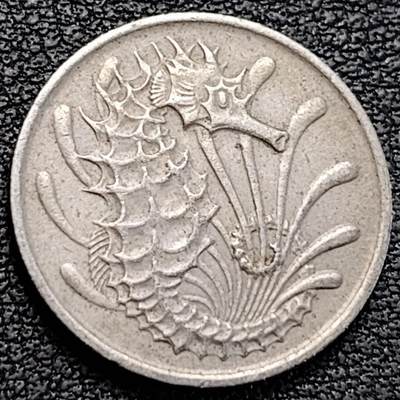 泉币菌-第187场- 精品福利场 （本周五和之前拍的 2月14日发货） - 新加坡1968年10分 海洋动物 铜镍币 海马 19mm 